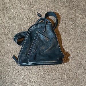 CAVALIERI Black Leather Crossbody or backpack .. made in Italy. Ex. Condition